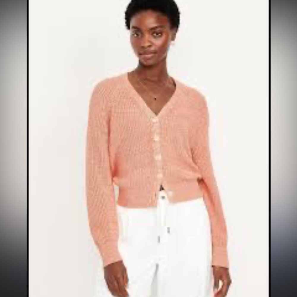 Old Navy - Relaxed V Neck Shaker Stitch Cardigan